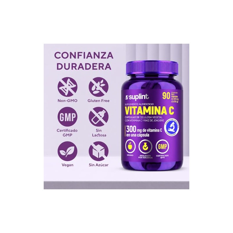 Vitamina C 300 mg con Jengibre 200 mg – 90