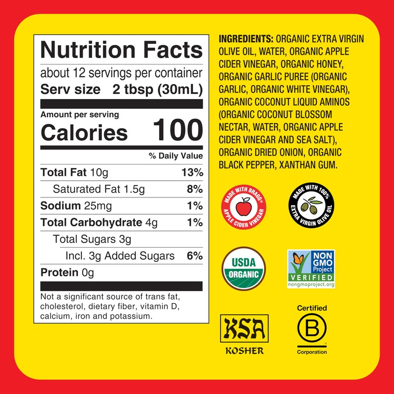 Bragg Organic Vinaigrette Salad Dressing and Marinade - 12 fl