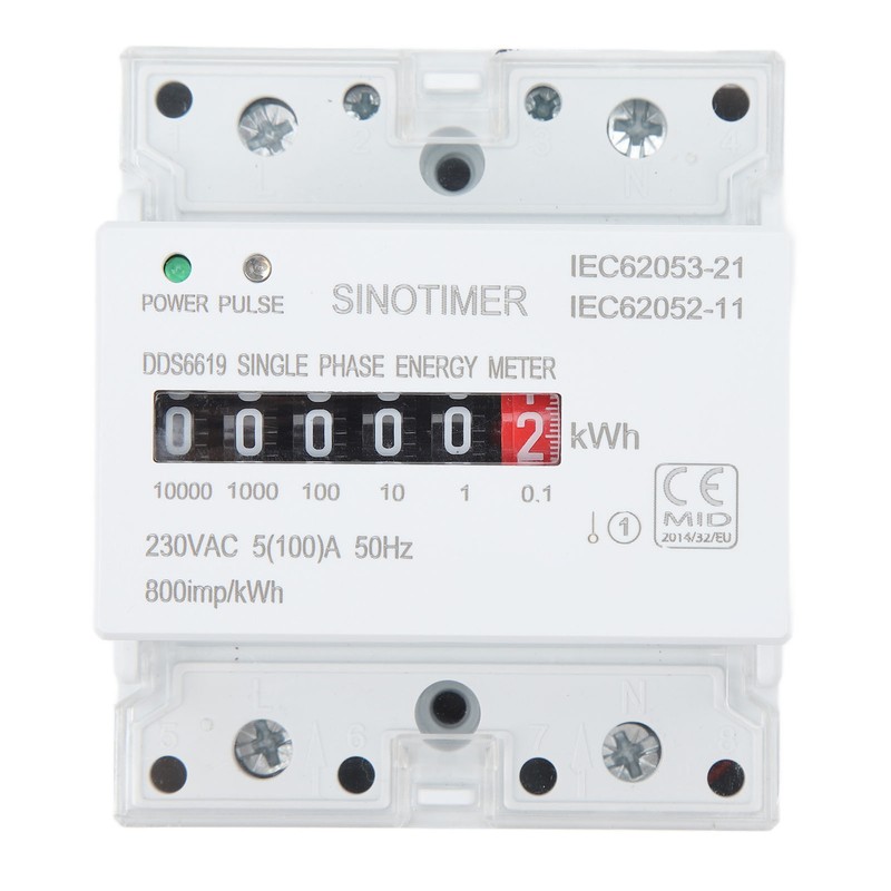 Electricity Watt Hour Meter Dual Color LED Indicator Rail Mount