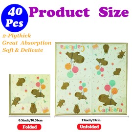 40Pcs Capybara Napkins Paper,Capybara Patterned Napkins for Home Kitchen Capybara Birthday Party Decoration (Beige Capybara) 6.5in