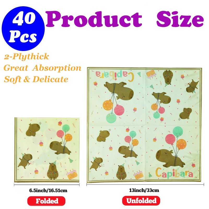40Pcs Capybara Napkins Paper,Capybara Patterned Napkins for Home Kitchen Capybara