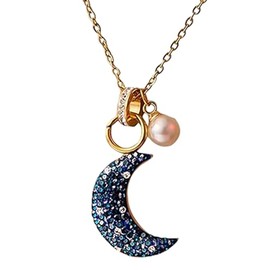 Zircon Lunar Crytal Heart Moon Pendant Necklaces Fashion Jewelry Women