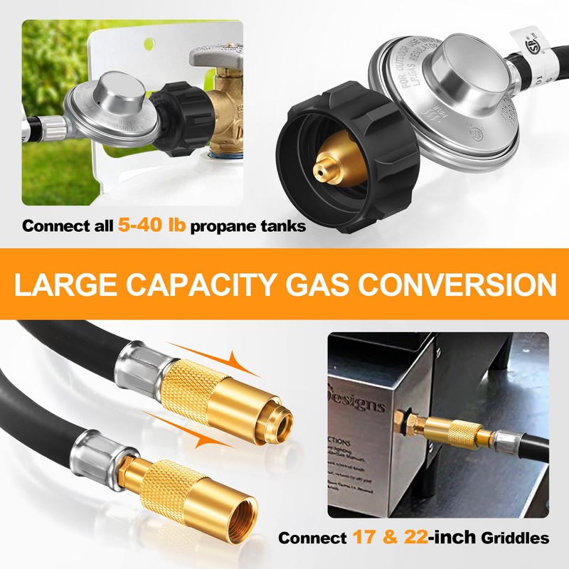 GasSaf 6FT Propane Regulator Hose with Adapter for Blackstone 17/22-inch