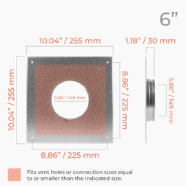 HVAC OV 6 Inch Duct Connector Flange – Galvanized Steel Dryer Vent Cover Plate for HVAC & Air Ventilation – Wall & Ceiling Mount – Adapter Fits Standard 6 Inch Round Ducts – Heating & Cooling