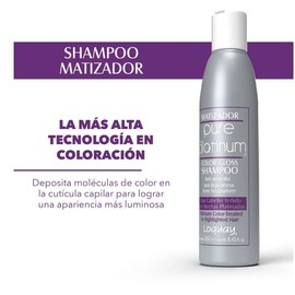 Loquay Pure Platinum Shampoo Matizador, Color Gloss, Anti-Amarillo, Tono Neutralizador, Líquido, 250 ml                                               