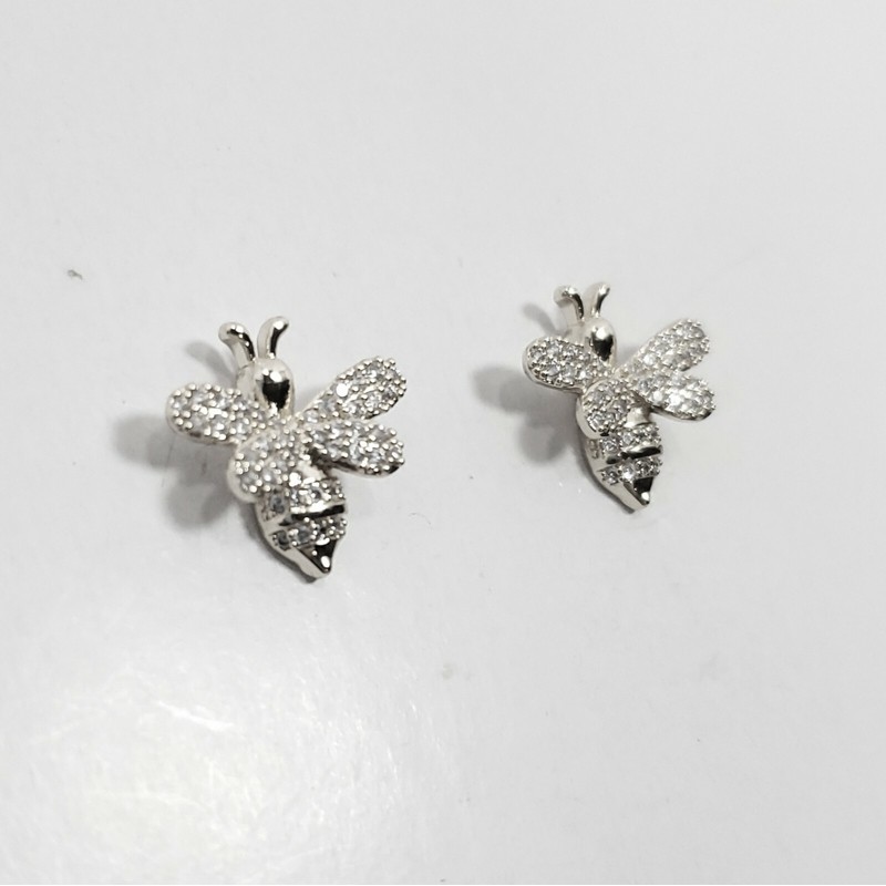 Fashion Jewelry E0640 Dainty Silver Tone Cubic Zirconia CZ Honey