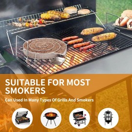 Joyagrill 8 Inch Spiral Cold Smoke Generator on BBQ Grill or Smoker, Stainless Steel Pellet Smoker Tray for Hot and Cold Smoking, Ideal for Smoking Salmon, Cheese, Pork, Smoke Time up to 4-7 Hours