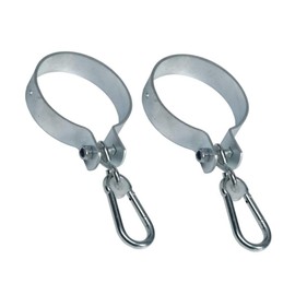 h2i Swing Hooks, Galvanised Steel, Diameter 120 mm, Pack of 2, Sturdy Corrosion-Resistant Safety Swing Clamp with Carabiner Hook, Cuff Hook for Ropes, Swing, Rope Ladder, Hammocks