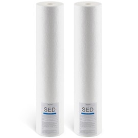 VEVOR Sediment Water Filter Cartridge, Universal Fit 20 x 4.5 Inch, 5 Micron SED Whole House Replacement Filter, 100,000 Gal Capacity, Reduces Sand, Rust, Dirt, and Particles, 2Pack