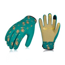 Vgo... Gardening Gloves Women in Leather, Work Gloves Gauntlet Thorn Proof for Yard Garden Agriculture, 1 pair