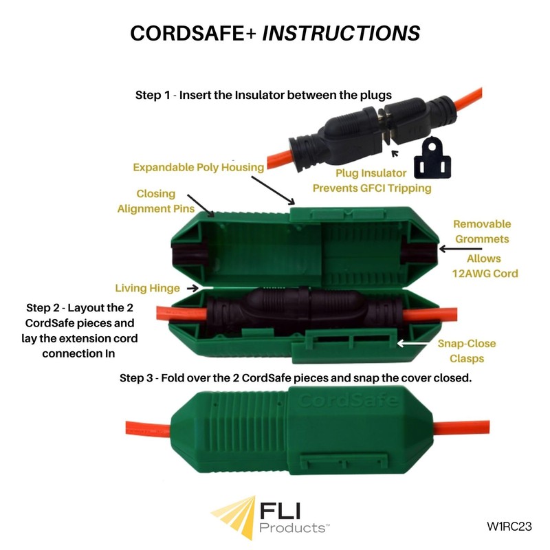 CordSafe Outdoor Extension Cord Protector – Weather-Resistant Snap-Lock Cover for