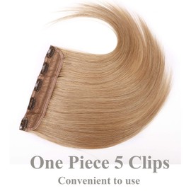12 inch SEGO One Piece Clip in Real Remy Human Hair Extensions THICK [#27 Dark Blonde] Hairpieces for Women 3/4 Full Head Straight (70g)