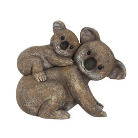 Adorable Brown Resin Mother & Baby Koala Ornament - 10cm x 8cm (1 Pc.) - Charming Rustic Design, Durable Handcrafted Decor, Nature-inspired Gift - Ideal for Home Accessory