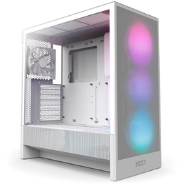 NZXT H5 Flow RGB 2024 - Compact ATX Mid-Tower PC Gaming Case - High Airflow - F360 RGB Core (CV) Included - 360mm Front & 240mm Top Radiator Support - Cable Management - Tempered Glass - White