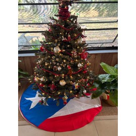 Puerto Rican 48" Christmas Tree Skirt with Puerto Rico Flag Design – Boricua Puerto Rican Decoration for Holiday Home Décor