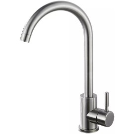 Etechydra Single Hole Brushed Nickel Stainless Steel High Arc Kitchen Bar Sink Faucet