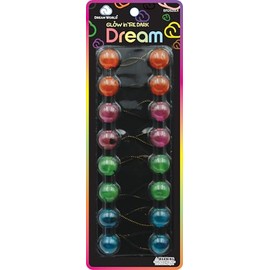 Dream World Glow In The Dark Ponytail Holder 20 MM Bead Assorted Colors #3 8 Piece Pack