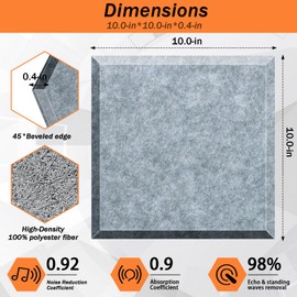 DEKIRU Sound Proof Foam Panels 18PACK, Acoustic Panels Self-Adhesive, Square 45° Edge designed Sound Proof Panels For Walls, Wall Panels For Interior Wall Decor, Home Studio and Office (Dark Grey ）