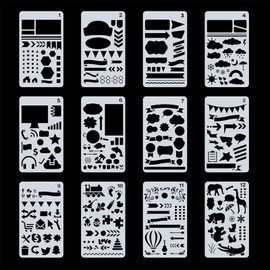 Gullor 24 PCS Plastic Drawing Stencils Painting Templates Set for Kids,DIY Scrapbook,Painting Craft,Bullet Journal (7x4 Inch)