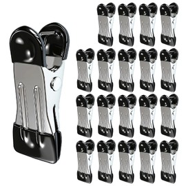 MOXYOY 20 Pcs Stainless Steel Clothes Pegs, Metal Clothe Peg Black Stainless Steel Peg Designed to Avoid Marks UV Resistant Metal Pegs for Clothes, Jeans, Socks, Towel, Photos