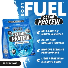Applied Nutrition BodyFuel Clear Protein - Beef Protein Isolate - Clear & Refreshing - Best Low Sugar & Lactose-Free Protein Supplement - Muscle Support (500g - 20 Servings) (Blue Raspberry)