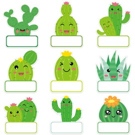 Lucleag 45 PCS Cactus Cutouts for Classroom Bulletin Board Decor, Adorable Cactus Name Tags Paper Student Nameplates for Back to School Classroom Wall Cubbies Desk Teachers Bulletin Board