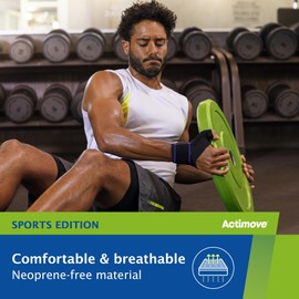 Actimove Sports Edition Thumb Stabilizer with Extra Stays – Sleeve for Pain Management of Strains, Sprains, Inflammation, Thumb Pain & Skier's Thumb – Left/Right Wear - Black, Small/Medium