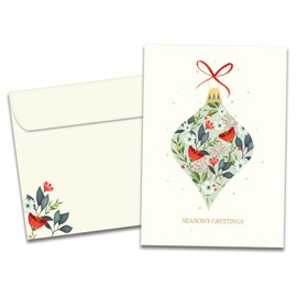 Tree-Free Greetings - Season's Greeting Card - Artful Designs - 1 Card + Matching Envelopes - Made in USA - 100% Recycled Paper - 5 x 7 - Elegant Ornament (VO80672)