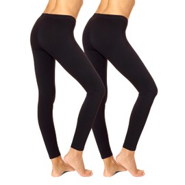 No Nonsense Women's Cotton Legging, New Black/Black-2 Pair Pack