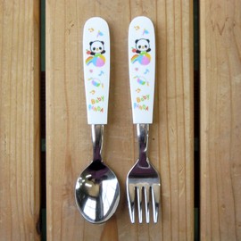Nagao Children's Spoon and Fork Set, 5.4 inches (13.8 cm), Baby Panda, Dishwasher Safe, Made in Japan