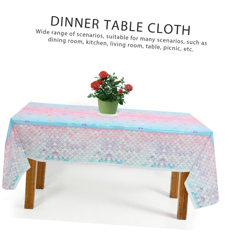 CHILDWEET Birthday Party Tablecloth Mermaid Pattern Easy to Use Disposable