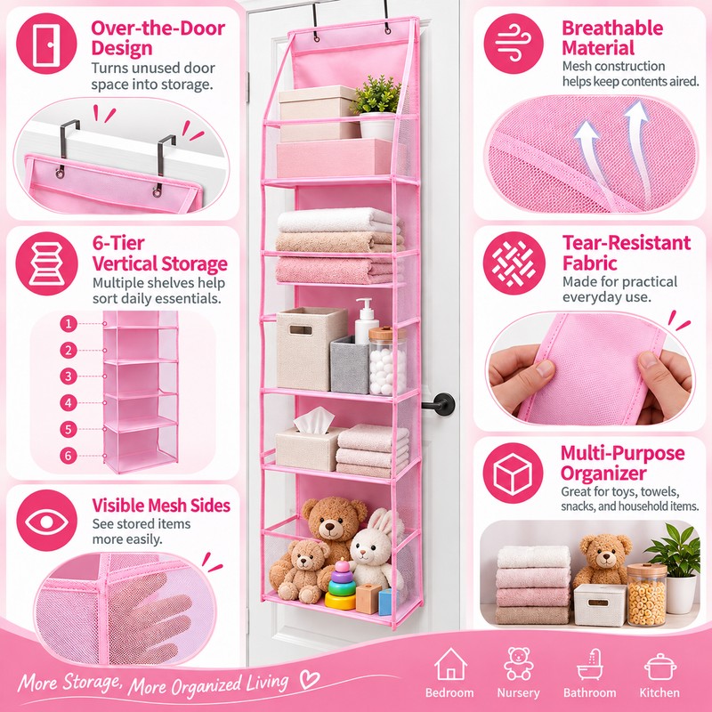 Hanging Storage Organizer for Everyday Items – 4/6-Tier Foldable Design