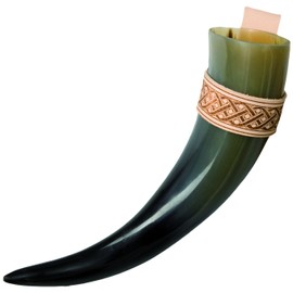 VAH - Viking drink horn for kids with halfter made from genuine leather [capacity 0,1 L | Made in Germany | real horn | each horn is unique]