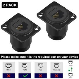 Poyiccot RJ45 Panel Mount Connector, 2-Pack RJ45 Pass Though Connector, Ethernet Cat6 Female to Female Coupler LAN Network Bulkhead Extension Socket for CAT6/CAT5E/CAT5 Extension