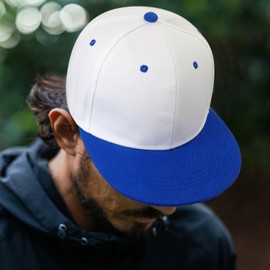 YeeHeen Snapback Hat Flat Bill Visor Hats Adjustable Hip Hop Baseball Cap for Women Men White Blue