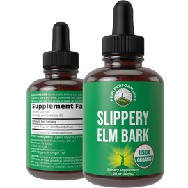 Slippery Elm Bark USDA Organic Vegan Liquid Drops. Extract with High Bioavailability For Women, Men, Kids. For Sore Throat, Irritated Stomach. Zero Sugar, Gluten Free, Tincture Supplement No Capsules