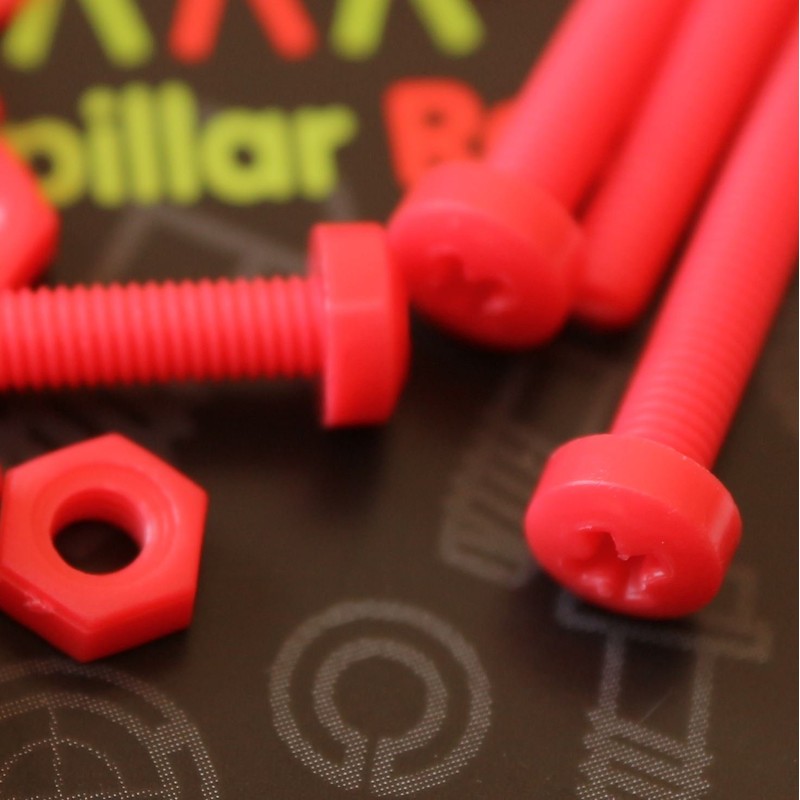 20 x Red Pan Head Screws Polypropylene (PP) Plastic Nuts