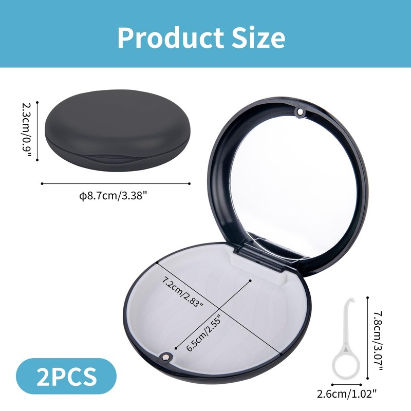 Sewokon Denture Box Denture Box Cleaning Box, black, fresh