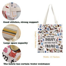 BAUNA Finland Vacation Tote Bag Finland Souvenir Shoulder Bag Finland Traveling Culture Gift Nordic Finnish Trip Gift Finnish Gift For Tourist (Finland Tote)