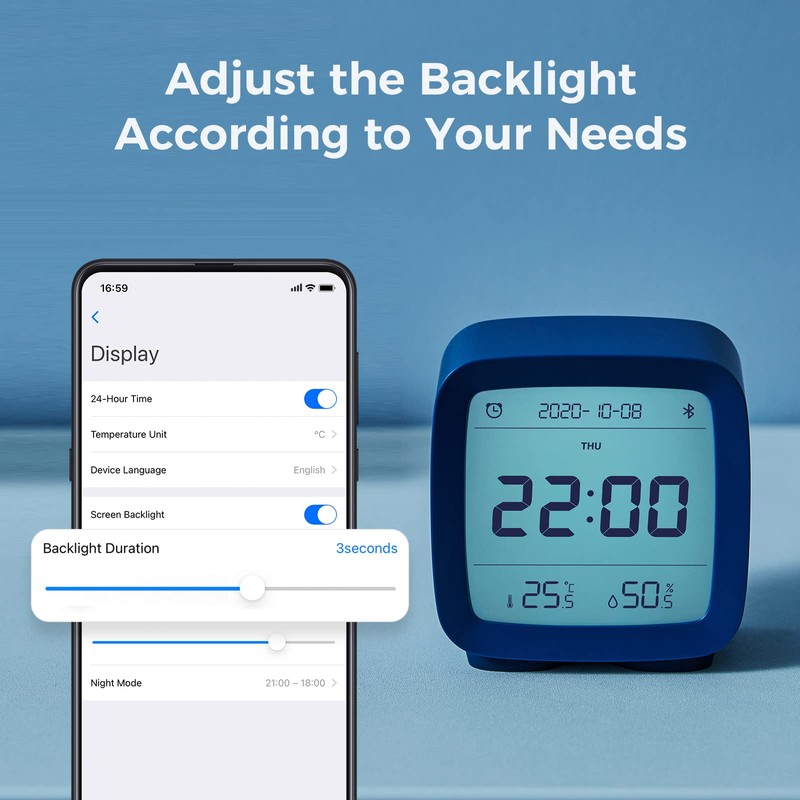 qingping Bluetooth Alarm Clock, Works with Mi Home, Smart Digital