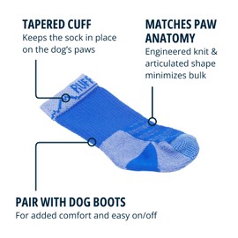 Ruffwear, Bark'n Boot Socks, Comfortable Dog Socks & Boot Liners, Blue Pool, 2.50 in/ 2.75 in