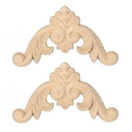 uxcell 2Pcs Wood Carved Appliques, Unpainted Furniture Carving Decal for Bed Door Cabinet Cupboard Dresser Decoration DIY (7x7cm/2.76x2.76)