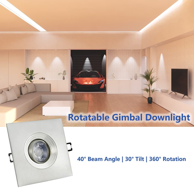 POPANU Canless Recessed Gimbal Downlight Rotatable-Spotlight 5 CCT 4 Inch