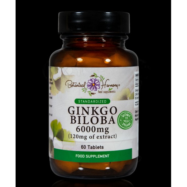 BOTANICAL HARMONY GINKGO BILOBA 6000MG, FOR MEMORY& MENTAL AWARENESS 60TABLETS