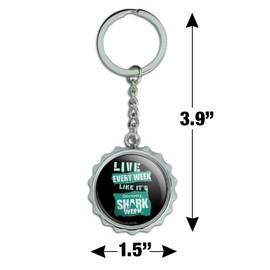GRAPHICS & MORE Shark Week Live Every Week Keychain Chrome Plated Metal Pop Cap Bottle Opener