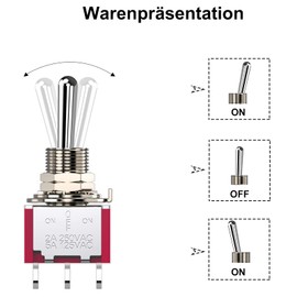 CLDIY Toggle Switch AC 5A / 125V 2A / 250V 3-Pin Connectors On/Off/One 3-Pin SPDT Toggle Switch Mini Miniature Toggle Switch Car Dashboard 10 Pieces