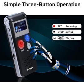 Voice Recorder 16GB Capacity Voice Activated Recording Device Digital Voice Recorder for Lectures, Meetings, Interviews Audio Recorder with USB Rechargeable WAV/MP3 Tape Recorder (16GB)  springtok - Size: 8GB