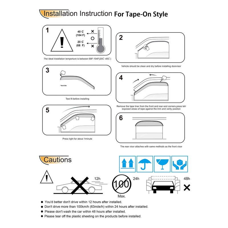Kucaruce 94512 Side Window Visor Wind Vent Deflector fit for