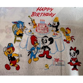 1 Rare Woody woodpecker happy birthday Crepe Paper Panel 18x20”in NOS