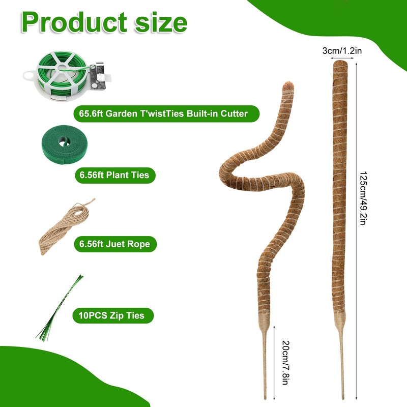 HUYUE Monstera Moss Rod for Climbing Plants 125 cm
